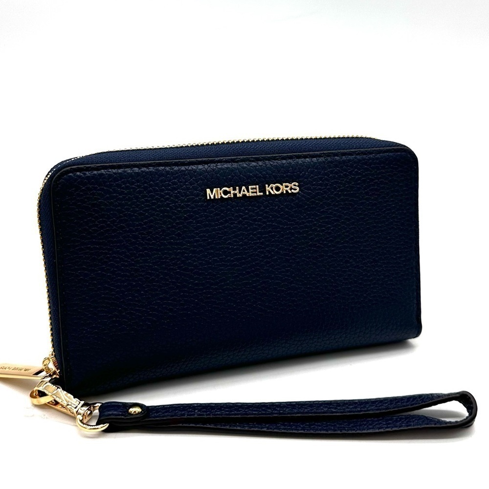 Michael Kors JST LG Flat MF Phone Case Wallet Navy Blue (NWT)